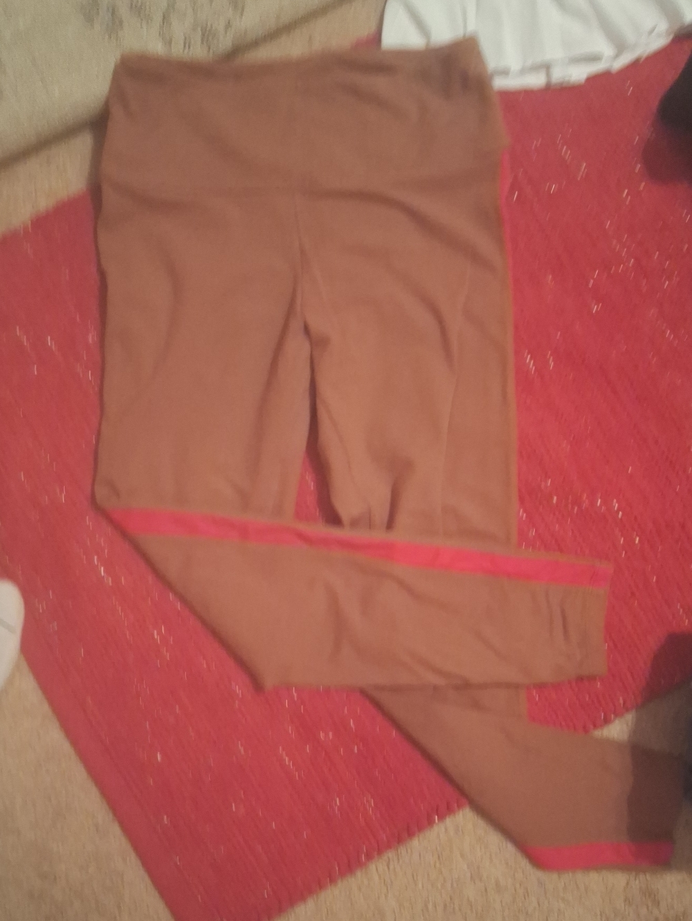 PINK Victoria's Secret Brown Leggings with Pink Trim